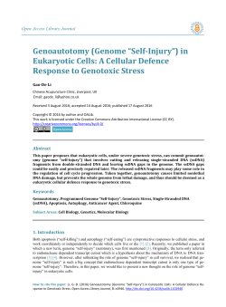 Genoautotomy (Genome &ldquo;Self-Injury&rdquo;) in Eukaryotic Cells: A Cellular