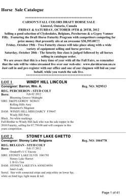 Carson`s Fall Colors Draft Horse Sale Catalogue (No Ads)