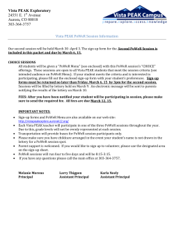 PoWeR Session 2 - Vista PEAK Exploratory