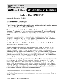2015 Evidence of Coverage for the Explorer Plan (HMO-POS)