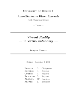 Virtual Reality &mdash; in virtuo autonomy