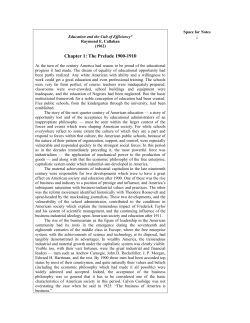 Chapter 1: The Prelude 1900-1910