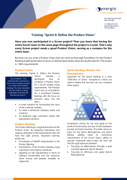 Training &ldquo;Sprint 0: Define the Product Vision&rdquo;