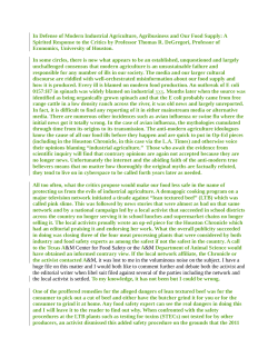 Defense of Modern Industrial Agriculture