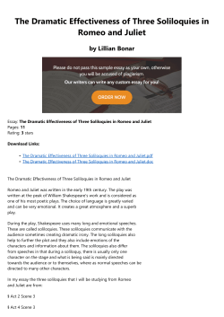 The Dramatic Effectiveness of Three Soliloquies