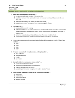AP &ndash; United States History Daily Quiz #7A.2 1 | Page