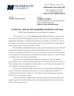 Monmouth University Poll NATIONAL: HOUSE SPEAKERSHIP