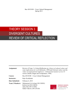 THEORY SESSION 3 DIVERGENT CULTURES REVIEW OF