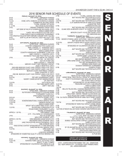2016 Senior Fair Schedule