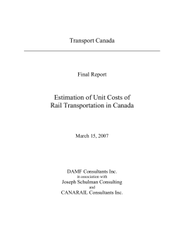 Estimation of Unit Costs of Rail Transportation in Canada