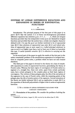 systems of linear difference equations and expansions in series of