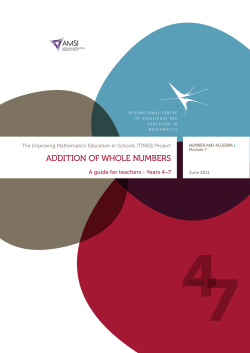 addition of whole numbers - Australian Mathematical Sciences Institute