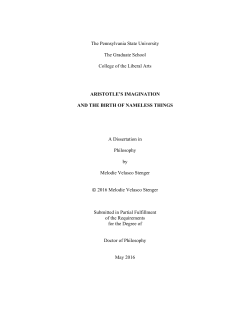 ARISTOTLE`S IMAGINATION AND THE BIRTH OF NAMELESS
