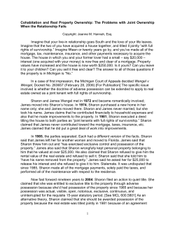 1 Cohabitation and Real Property Ownership: The