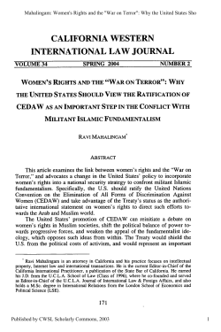 "War on Terror": Why the United States Should View the Ratification of