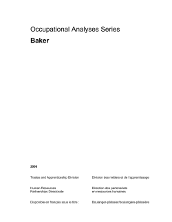 Occupational Analyses Series Baker