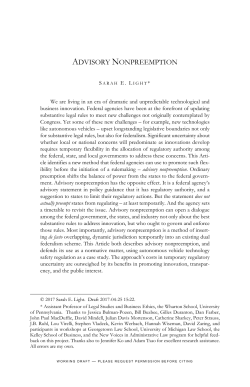 advisory nonpreemption - Alliance for Research on Corporate