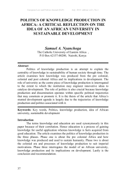 politics of knowledge production in africa: a critical reflection on the
