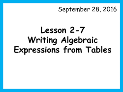 Lesson 2-7 Writing Algebraic Expressions from