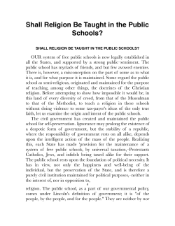 Shall Religion Be Taught in the Public Schools?