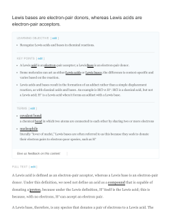Lewis bases are electronpair donors, whereas Lewis acids are