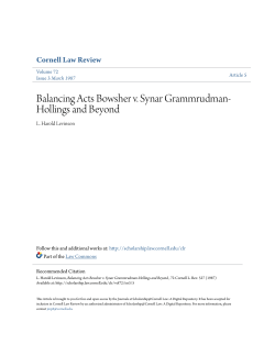Balancing Acts Bowsher v. Synar Grammrudman