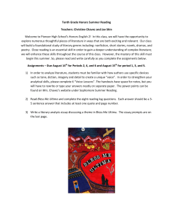 Tenth Grade Honors Summer Reading Teachers: Christine Chavez