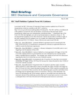 SEC Staff Publishes Updated Form 8-K Guidance