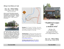 MENU - Rising Creek Bakery