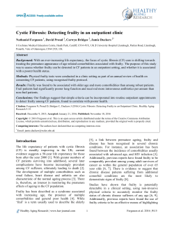 Cystic Fibrosis: Detecting frailty in an outpatient clinic
