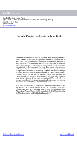 The India&ndash;Pakistan Conflict: An Enduring Rivalry