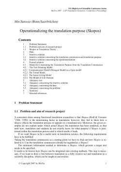 Operationalizing the translation purpose (Skopos)