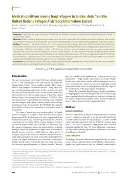 Medical conditions among Iraqi refugees in Jordan