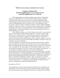 Isolation of Human DNA and PCR amplification of an Alu insertion
