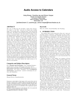 Audio Access to Calendars - School of Computer Science