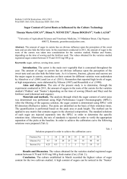 Sugar Content of Carrot Roots as Influenced by the Culture