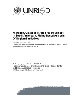 Migration, Citizenship And Free Movement In South America: A