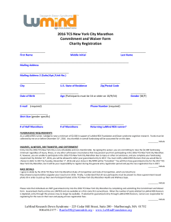 2016 TCS New York City Marathon Commitment and Waiver Form