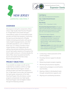 Preschool Development Grants - New Jersey Grantee Abstract
