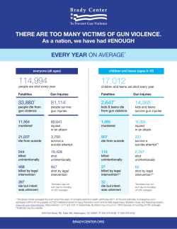 Gun Death and Injury 5 Year Average Stat Sheet