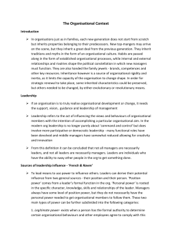 The Organisational Context