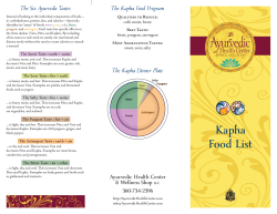 Kapha Food List - Ayurvedic Health Center