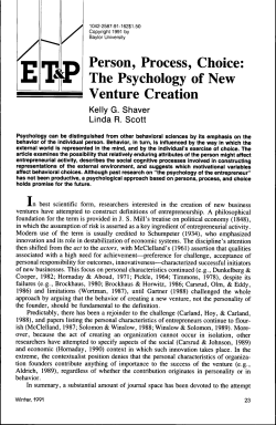 Person, Process, Choice: The Psychology of New Venture Creation