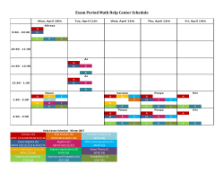 Exam Period Math Help Center Schedule