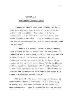 Chapter - I SHAKESPEARE FASCINATES INDIA Shakespeare