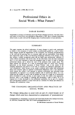 Professional Ethics in Social Work&mdash;What Future?