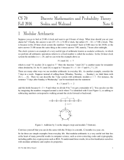 Note 6: Modular Arithmetic - EECS: www