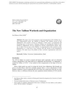 The New Taliban Warlords and Organization - COE-DAT
