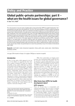 Global public&ndash;private partnerships: part II