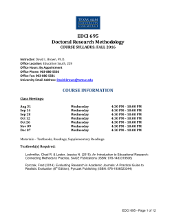 EDCI 695 Doctoral Research Methodology